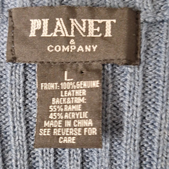Planet & Company Blue Coastal Genuine Suede Leather & Knit Gorpcore Vest Size L - Picture 10 of 11